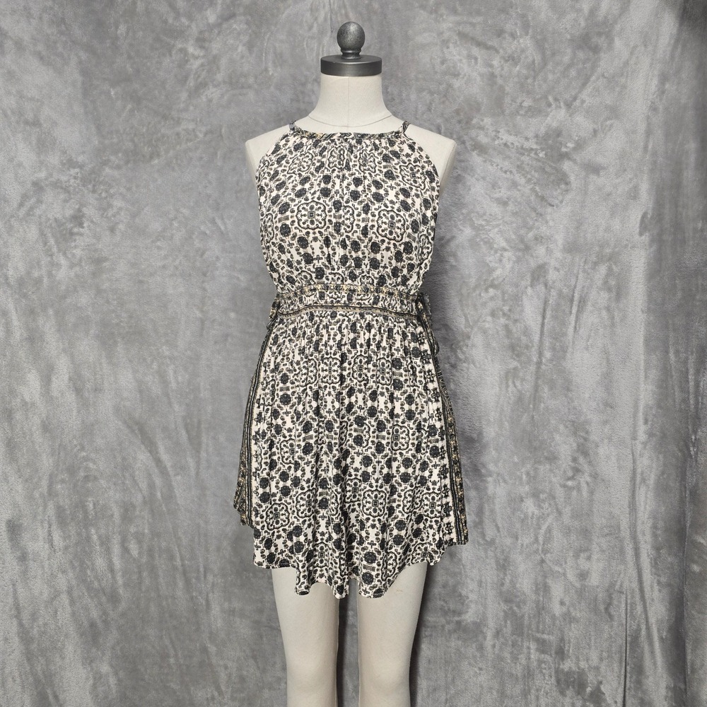 Free People Black & White Printed Halter Mini